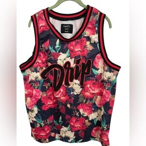 Rue 21 Drip Jersey Tank Top Men's Tropical Vacation Cruisewear Floral Sz(M)
